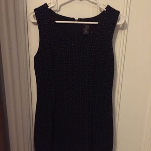Fitted boucle black dress with silver highlights
